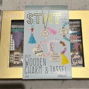 DIY Wooden Charm & Tassel Jewelry Set - Multicolor